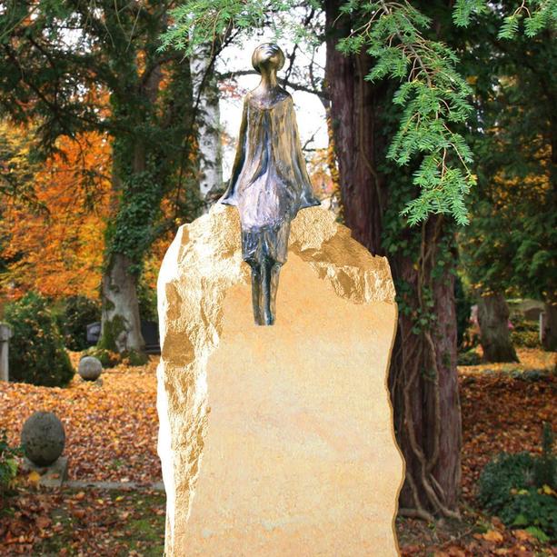 Familiengrabmal Sandstein mit Bronzefigur - Claire