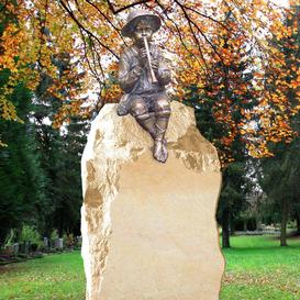 Grabmal Kindergrab mit Bronzefigur Fltenspieler - Randalin