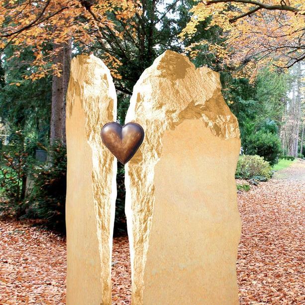 Stilvoller Grabstein mit Bronze Herz - Randora