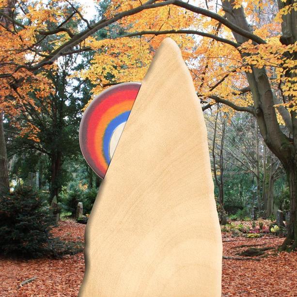 Sandstein Grabmal mit Regenbogen Glas - Regenbogenberg
