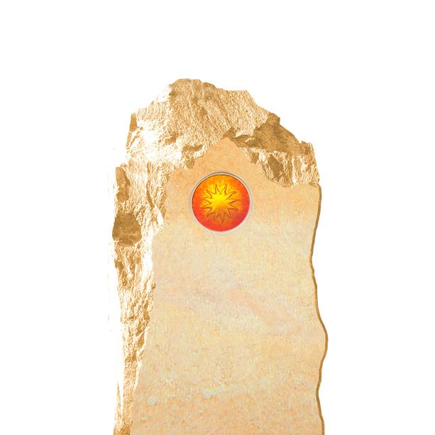 Felsen Grabstein mit Glas Sonne hell - Polaris