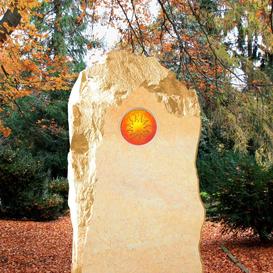 Felsen Grabstein mit Glas Sonne hell - Polaris