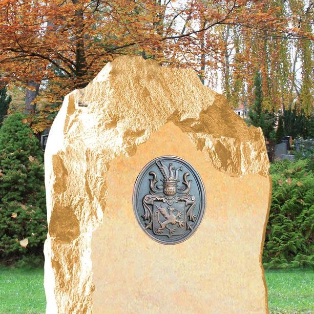 Individueller Grabstein mit Bronze Wappen - Heraldik Bronzewappen