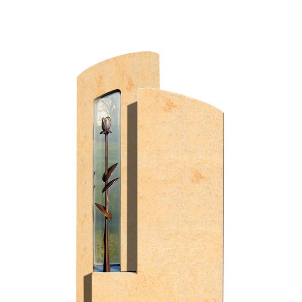 Moderner Grabstein mit Bronze Rose - Vincenzo