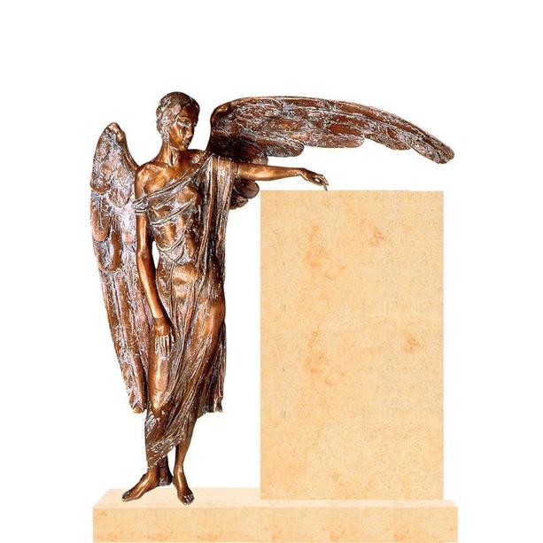 Grabmal mit großer Bronze Engel Figur - Clara