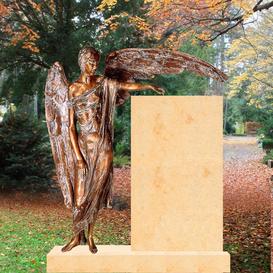 Grabmal mit groer Bronze Engel Figur - Clara