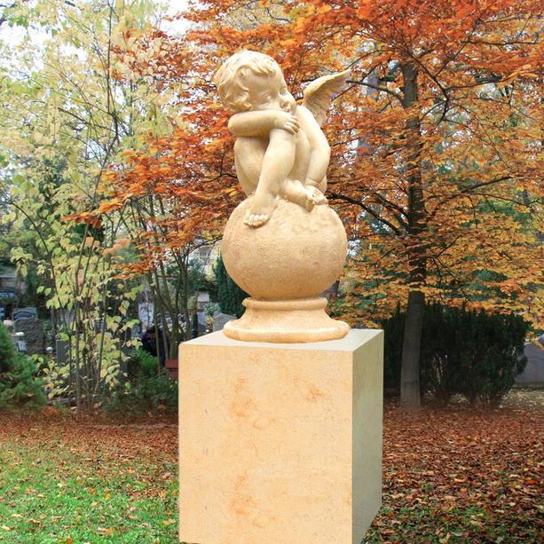 Stilvolles Grabmal mit Engel Figur Sandstein - Serius