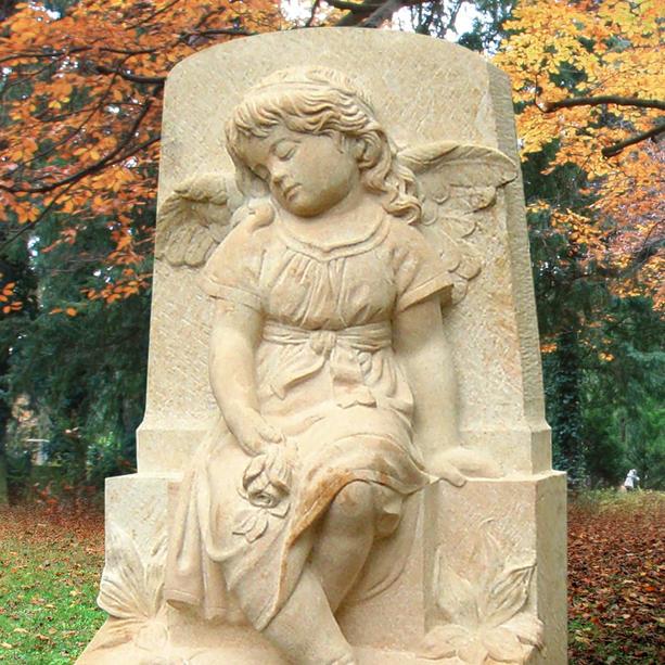 Kindergrab Gedenkstein mit Engel Mädchen - Serafin