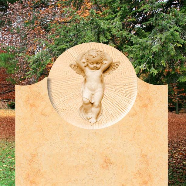 Naturstein Grabstein mit Engel Relief - Leonardo