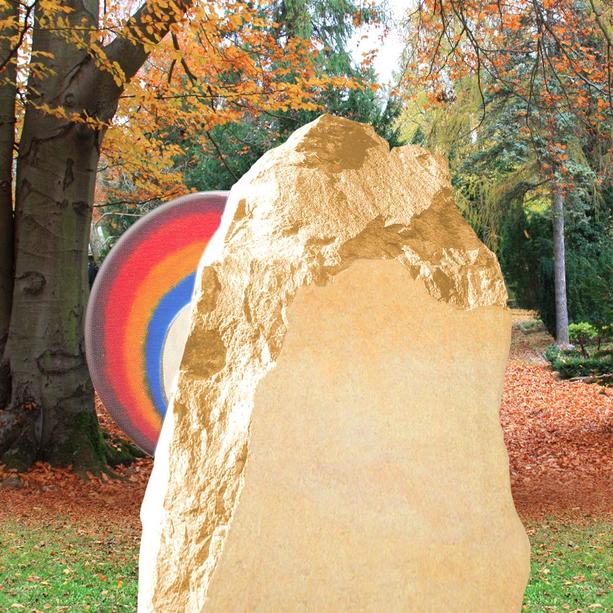 Felsen Grabstein mit Glas Regenbogen - Monti