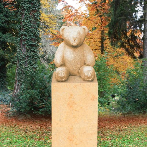 Kindergrabmal Sandstein mit Teddy Bär - Filou