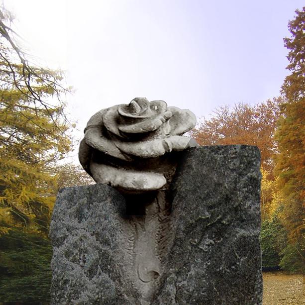 Schwarze Grabstein Stele mit Rose - Casina