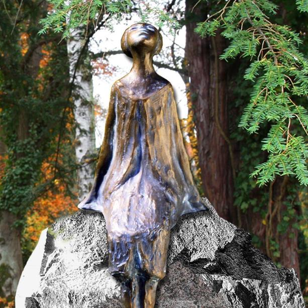Granit Doppelgrabstein mit Bronze Figur - Claire