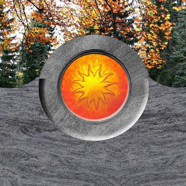 Urnengrabstein Granit mit Glas Sonne - Pepinot