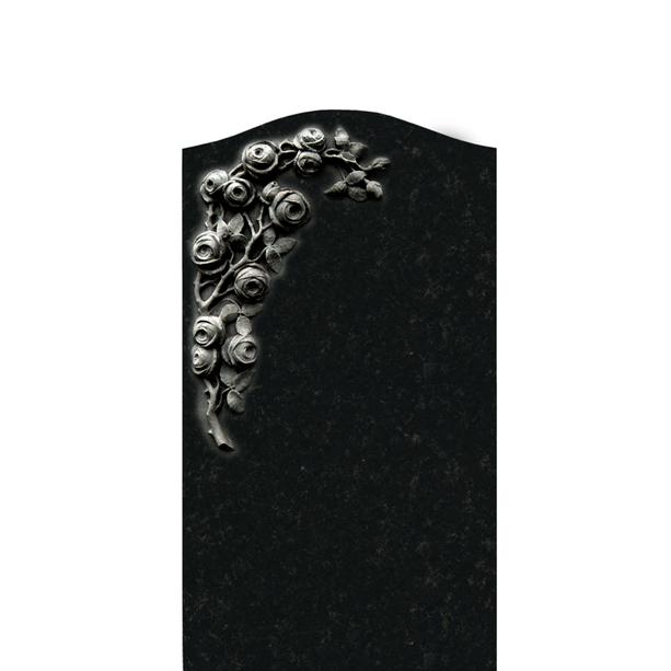 Grabstein dunkel mit Blumen vom Bildhauer - Corianda