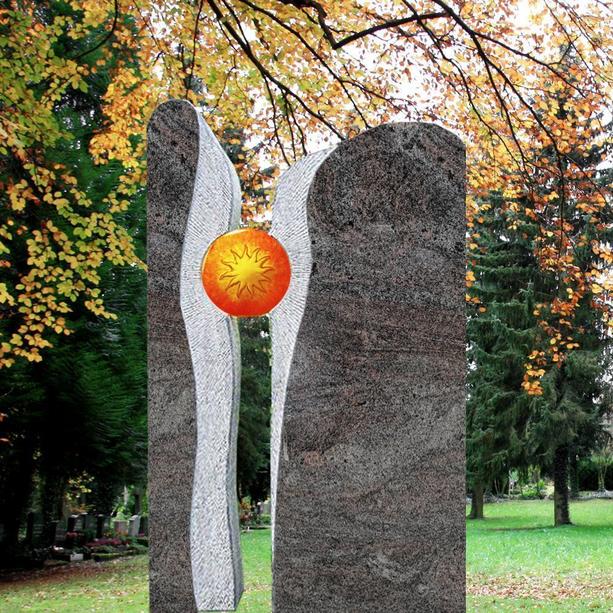 Grabstein Urnengrab zweiteilig mit Glas - Signum
