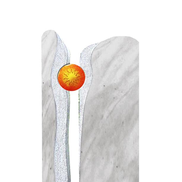 Marmor Grabmal zweiteilig mit Glas Sonne - Signum
