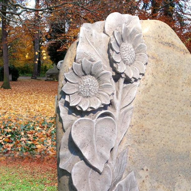 Naturstein Urnengrabstein mit Sonnenblume - Florenzia