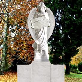 Marmor Grabmal mit groer Engel Statue - Fortuna