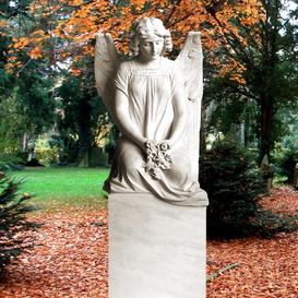 Weie Engel Statue als Grabstein Doppelgrab - Seduto