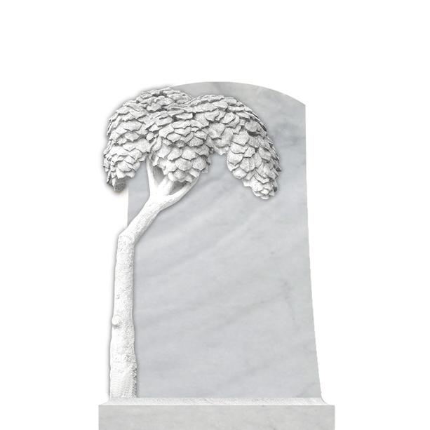 Marmor Grabstein mit Lebensbaum weiß  - Mandaleen