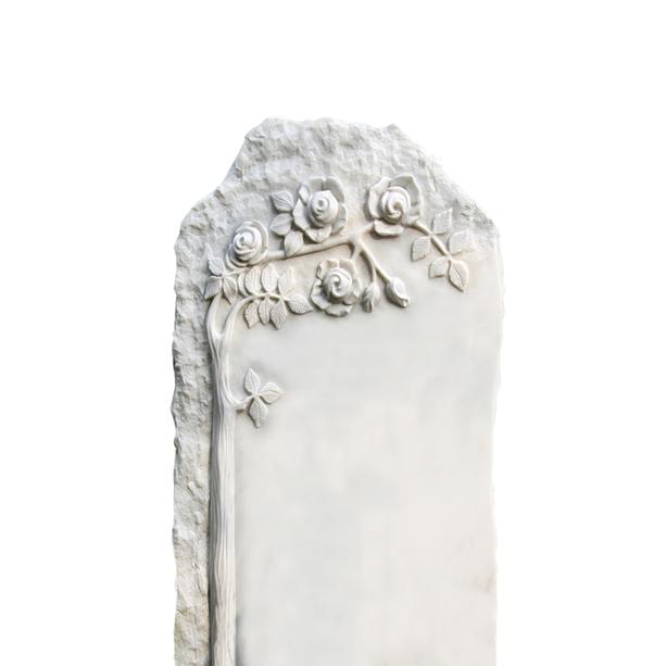 Grabmal Urnengrab Marmor weiß mit Blumen - Claranda