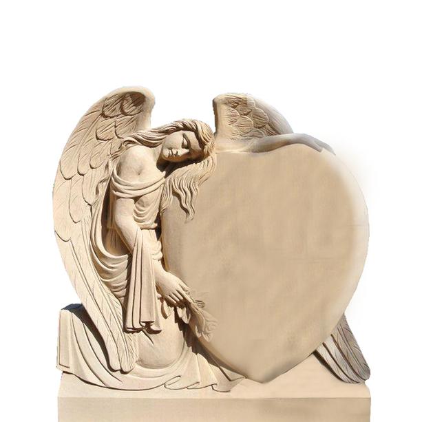 Grabstein herzförmig mit Engel Figur - Meriana