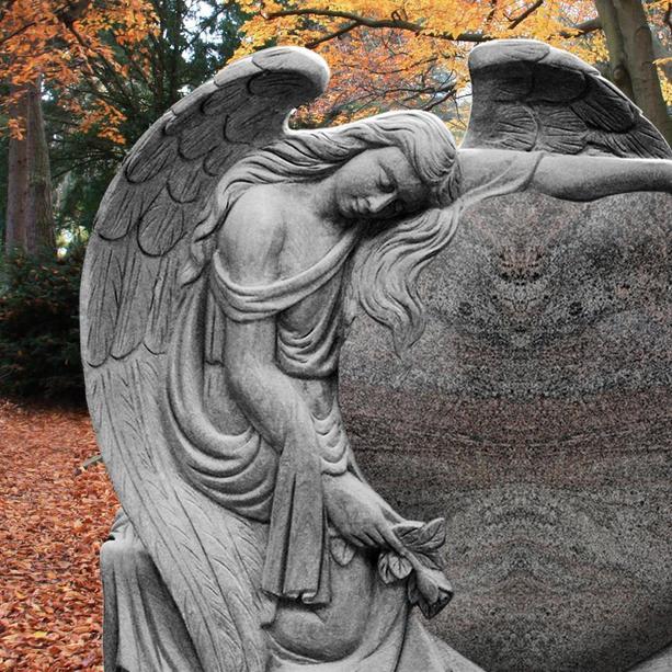 Grabdenkmal Naturstein mit Engel & Herz - Meriana