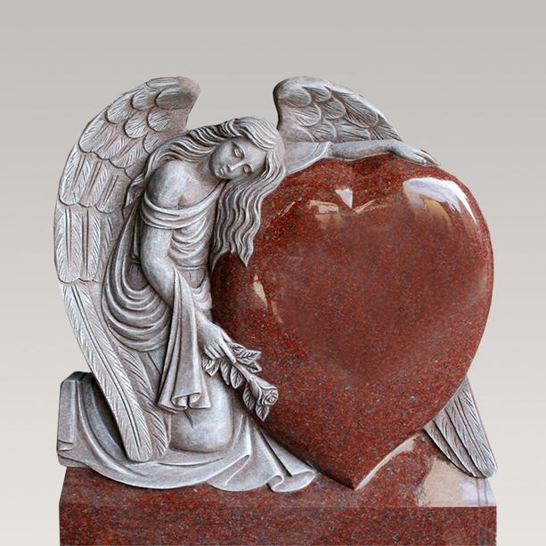 Romantischer Herz Grabstein mit Engel Statue - Meriana