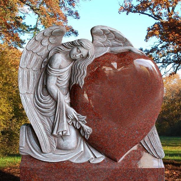 Herzförmiger Grabstein mit Engelfigur - Meriana