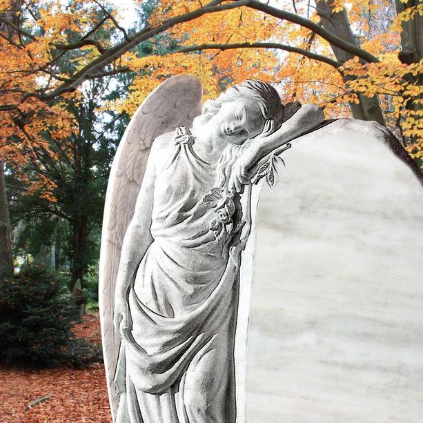 Marmor Familiengrabstein mit Engel Figur - Clarissa