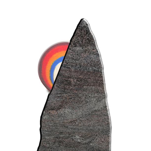 Granit Grabstein mit Glas Regenbogen - Regenbogenberg