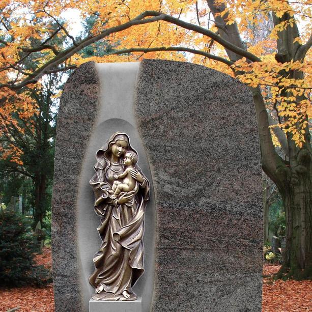 Granit Grabstein mit Bronze Mutter Gottes - Maria