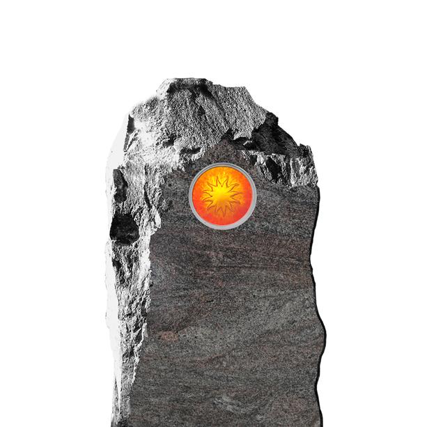 Besonderer Granit Grabstein mit Glas Sonne - Polaris
