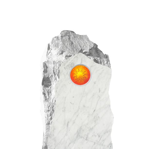 Marmorgrabstein mit Glaseinsatz Sonne - Polaris
