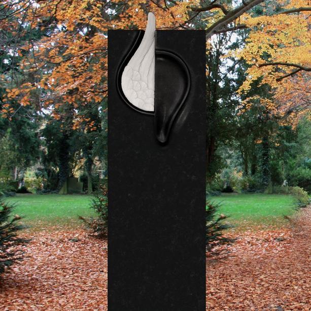 Grabdenkmal mit Engelflügel Granit schwarz - Angelo