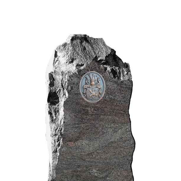 Granit Grabstein mit Bronze Wappen - Heraldik Bronze