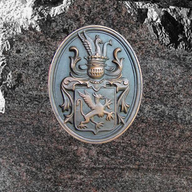 Granit Grabdenkmal mit Bronze Wappen - Heraldik Bronze