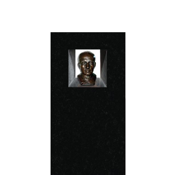 Dunkles Grabmal mit Bronze Büste - Imago