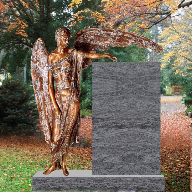 Grabstein mit Bronze Engel dunkel - Clara