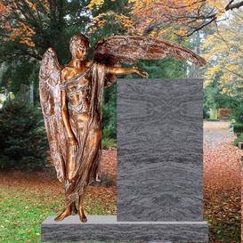 Grabstein mit Bronze Engel dunkel - Clara