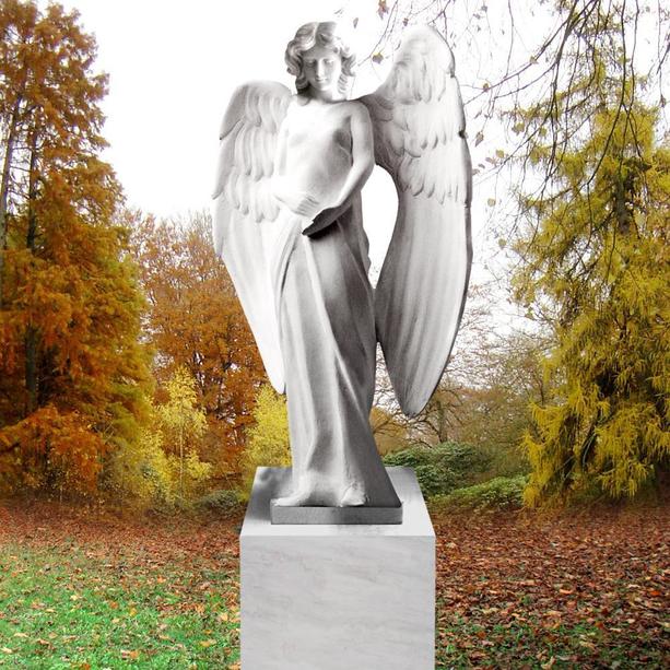 Engel fürs Grab Marmor mit Sockel - Serenita