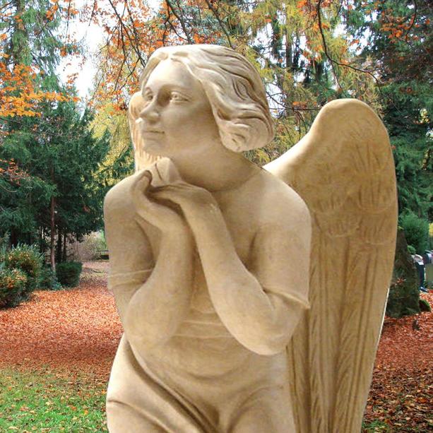 Sandstein Grabmal mit Engel Figur - Amalia