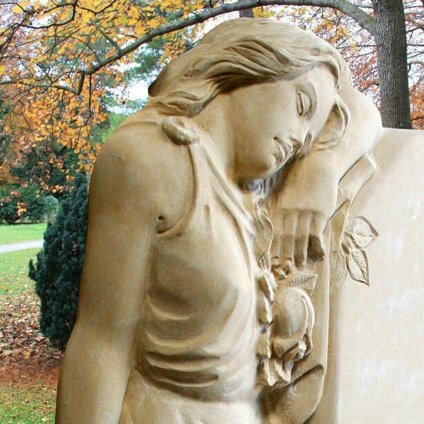 Grabmal mit trauernder Frau Sandstein - Ginevra