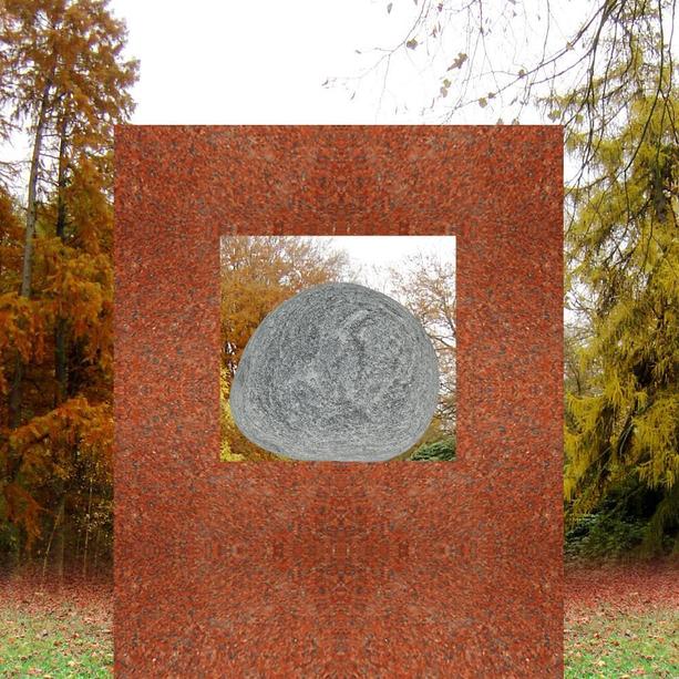 Grabstein mit Findling Granit rot - Cartus