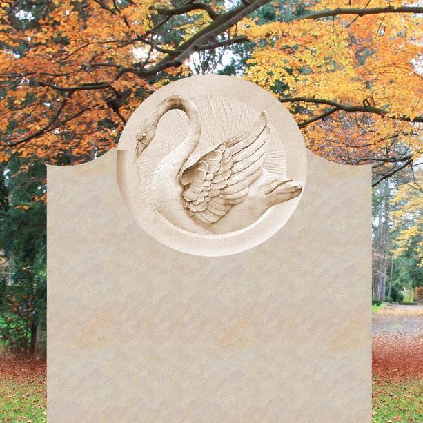 Heller Urnen Grabstein mit Schwan Relief - Cassandra