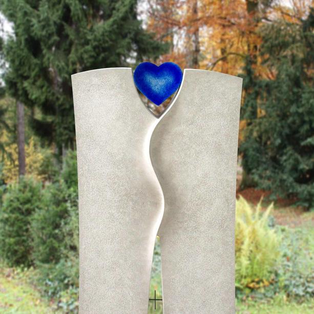 Modernes blaues Herz Glas Dekor für Grabstein - Glasornament S-3