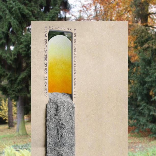 Design Glasplatte für Grabsteine in Gelb  - Glasornament S-6