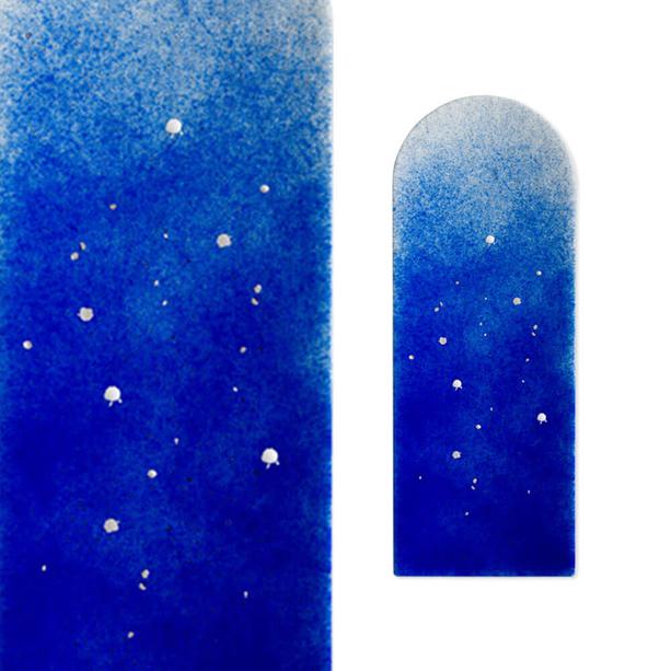 Moderner Glaseinsatz in Blau für Grabsteine  - Glasornament S-7