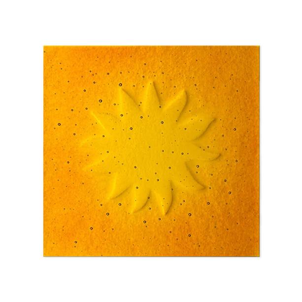 Quadratischer Sonnenglas Einsatz für Grabmale in Gelb - Glasornament Qu-1